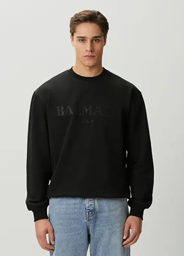 Siyah Logo Nakışlı Sweatshirt