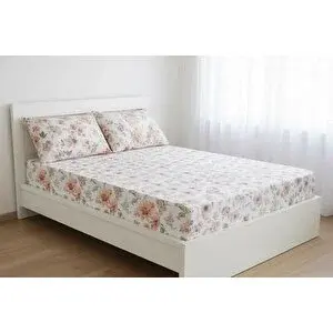 Vivense Maki̇ Home Çi̇ft Ki̇şi̇li̇k Lasti̇kli̇ Çarşaf Ve Yastik Kilifi Seti̇, Çi̇çek Desenli̇, 160x200, 50x70