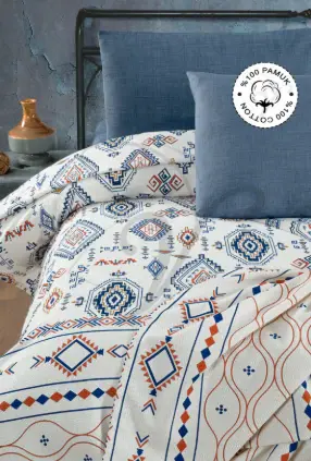 Vionel Home 200x230 Anatolia %100 Pamuk Çift Kişilik Pike Mavi