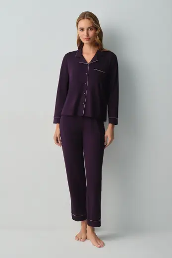 Mürdüm Misty Gömlek Yaka Pijama Takımı