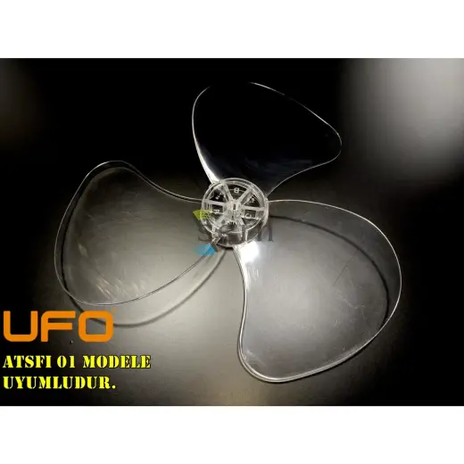 Sern Ufo ATSFI 01 Modele Uyumlu Vantilatör Pervanesi 3 kanat 36 cm Sert 16inç Şeffaf