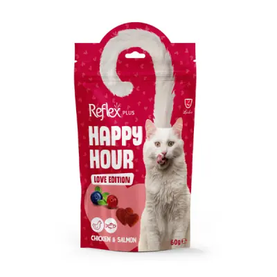 Reflex Plus Happy Hour Love Edition Tavuk ve Somonlu Kedi Ödül Maması 60gr