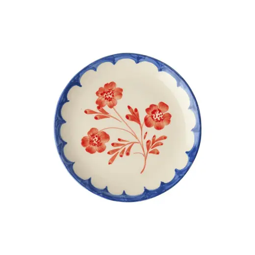 Rice El Yapımı Seramik Tatlı Tabağı - Vintage Çiçek