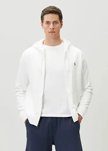 Beyaz Kapüşonlu Sweatshirt