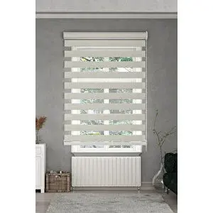 Givayo Stor Ekru Geni̇ş Pli̇seli̇ Zebra Stor Perde (kirik Beyaz) 160x200 Cm 160x200 cm