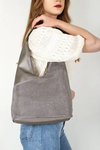 nas bag-1030 SATEN TAŞLI KADIN OMUZ ÇANTA BAYAN ÇANTA KUM