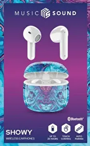 Cellularline Music Sound Showy TWS Mavi Dalgalı Kapsül Kulaklık