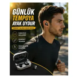 LED Ekranlı Kablosuz Kulaklık – Gürültü Önleyici Mikrofon ve Dokunmatik Özellikli 2