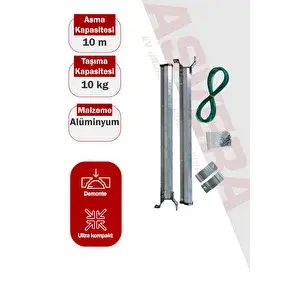 Asvera 51mm Yuvarlak Küpeşte Balkon Çamaşırlık - Di̇kkat: Sadece Yuvarlak Korkuluklar İçindir