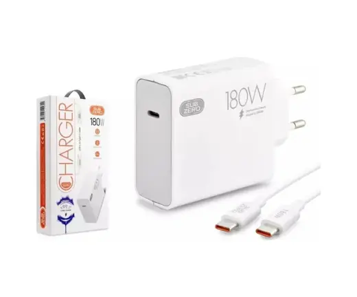 Subzero 180w Type-c Pd Kablolu Sg82 Turbo Ev Tipi Şarj Aleti Salise Gösterir