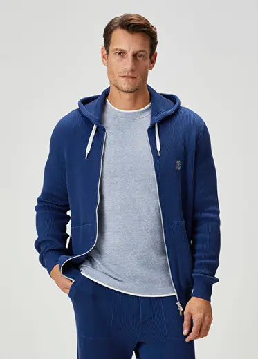 Lacivert Kapüşonlu Sweatshirt