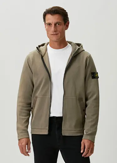 Haki Kapüşonlu Sweatshirt