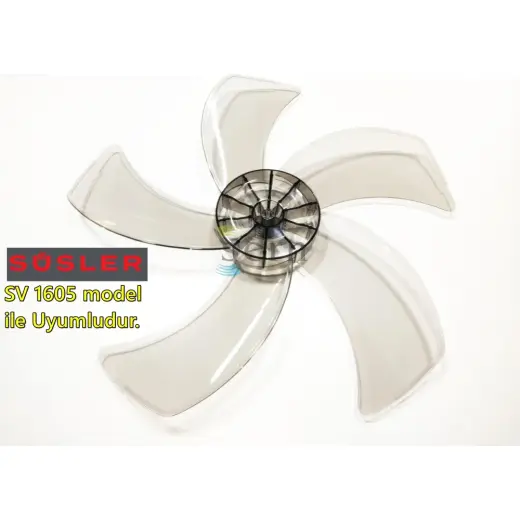 Sern Süsler SV 1605 Modele Uyumlu Vantilatör Pervanesi 16inç 5 Kanat 38Cm Füme Renk PLS