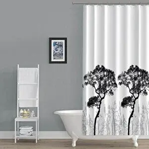Zethome Banyo Perdesi 2x120x200 Çift Kanat Duş Perdesi Halka Hediyeli Duşakabin Perdesi 3391