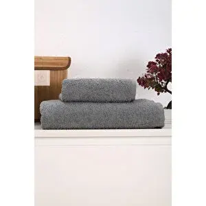 Mira Home 2 Parça Kadın / Erkek Banyo Duş Hamam Havlu Seti 90x150 Cm %100 Pamuklu Gri
