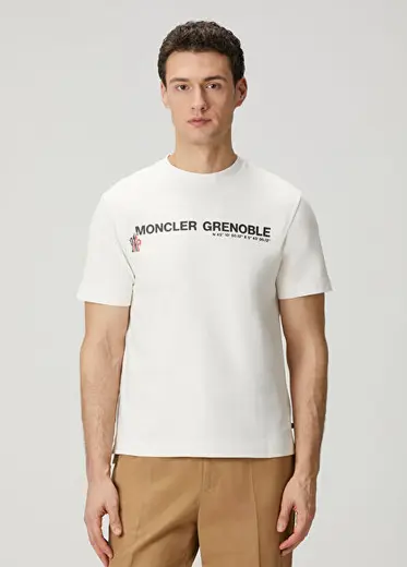 Beyaz Logo Baskılı T-shirt