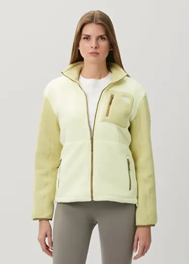 Yumiori Yeşil Tam Boy Fermuarlı Polar Mont