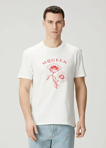 Kırmızı Beyaz Logo Detaylı T-shirt
