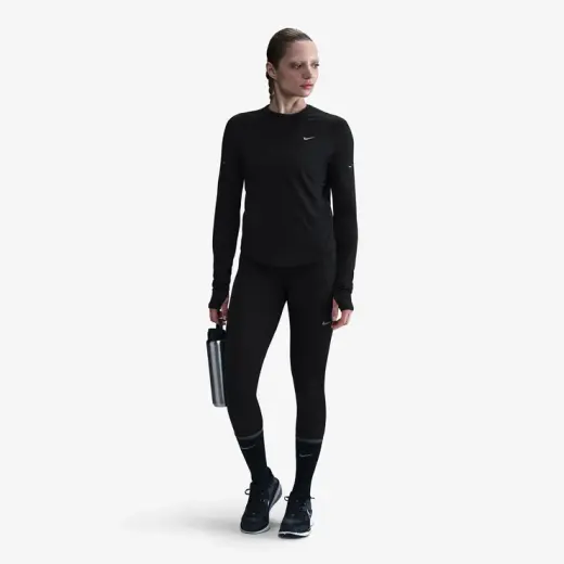 Nike Swift Dri-FIT UV LS Crew Kadın Siyah Sweatshirt