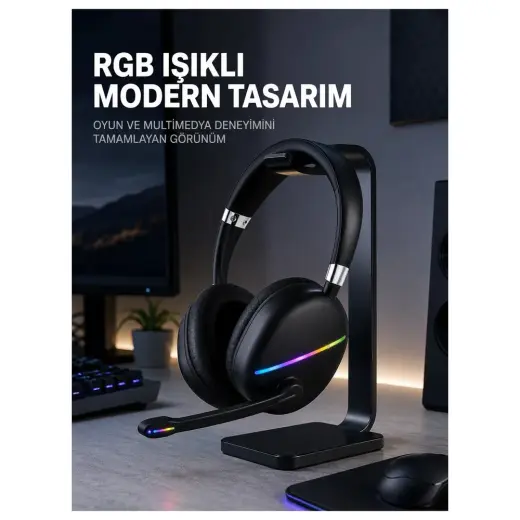 Hace Bazaar Kablosuz Bluetooth 5.0 Kulaklık Rgb Işıklı Tasarım -Hcb