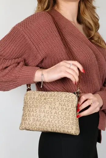 nas bag-1040 YAZILI DESEN VİZON TABA
