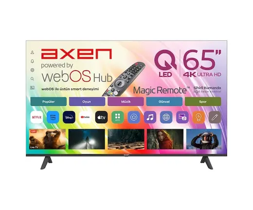 Axen AX65QUMLN-W02M 65" 4K Ultra HD webOS ThinQ AI Destekli Sihirli Kumanda 164 cm QLED 4K SMART TV