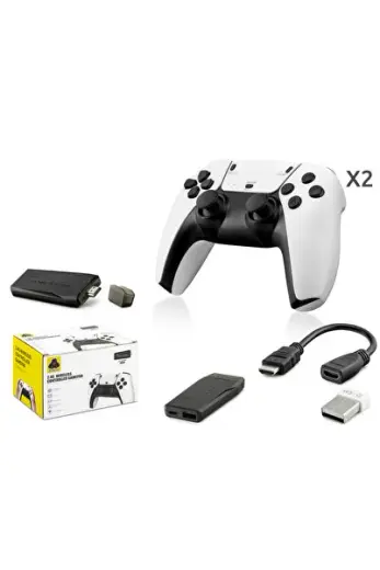 Retro Oyun Stick Hdmi Çift Gamepad Seti 2.4G Kablosuz - Beyaz HD331