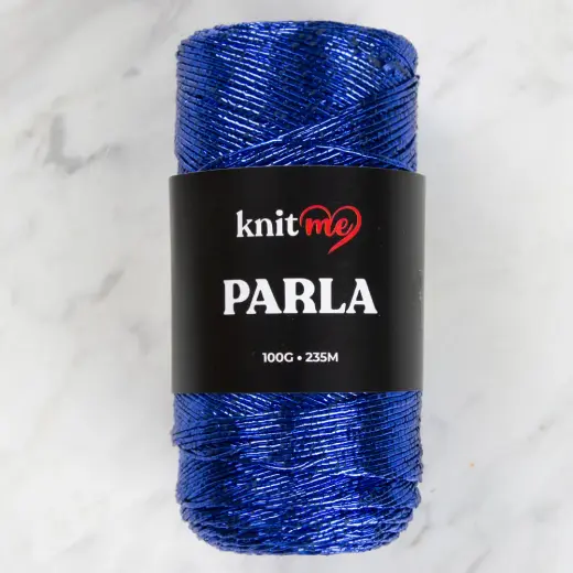 Knitme Parla Saks Mavisi Simli Örgü İpi