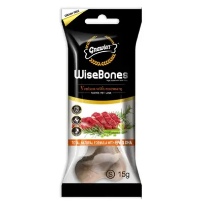 Gnawlers WiseBones Geyik ve Biberiye Aromalı Köpek Kemiği 15gr [S]