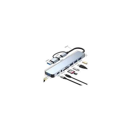Comse 8 In 1 USB Type-C USB 2.0/3.0 Audio 3.5 Tf Sd Çevirici Adaptör Çok Portlu Çoklayıcı USB Hub