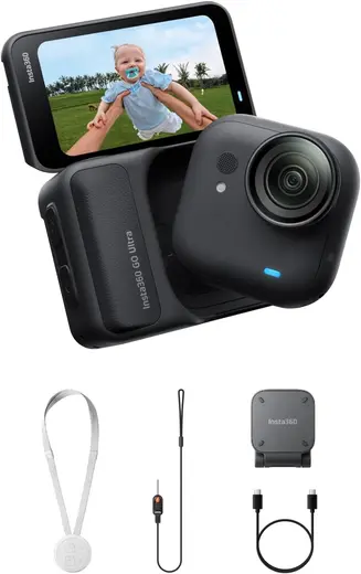 Insta360 GO Ultra Siyah - Küçük 4K Hafif Kamera, Kompakt Eller Serbest POV Fotoğraf Makinesi ve Video Kamerası, Vlog, Spor, Bisiklet, Koşu ve Günlük Kullanım İçin Manyetik ve Taşınabilir Aksiyon