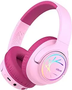 iClever BTH18 LED Işıklı BPA Free Çocuk Bluetooth Kulaklık - Pembe