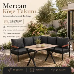 Garaj Home Mercan Bahçe Balkon Masalı L Köşe Takımı Antrasit 6