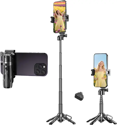 Juo JST20 Kumandalı Mini Tripod Monopod Selfie Çubuğu Android iPhone Uyumlu Siyah
