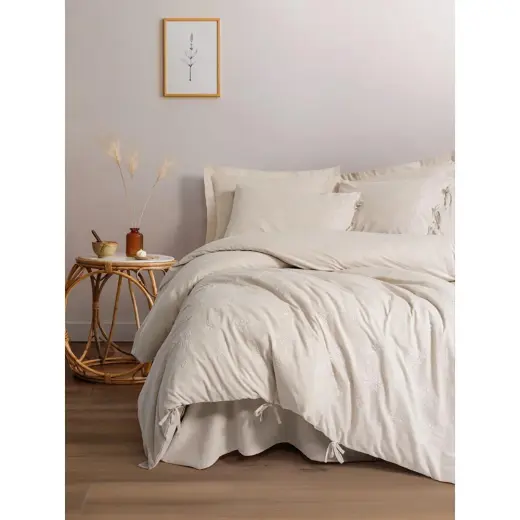 Cotton Box Cotton Keten Çift Kişilik Nevresim Takımı Esmira Bej