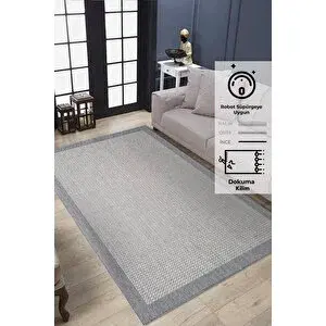 Konfor Halı Konfor Sisalux 3092 Gri Jüt Tabanlı Modern Dokuma Kilim Sisal Hasır Halı 120x180 cm