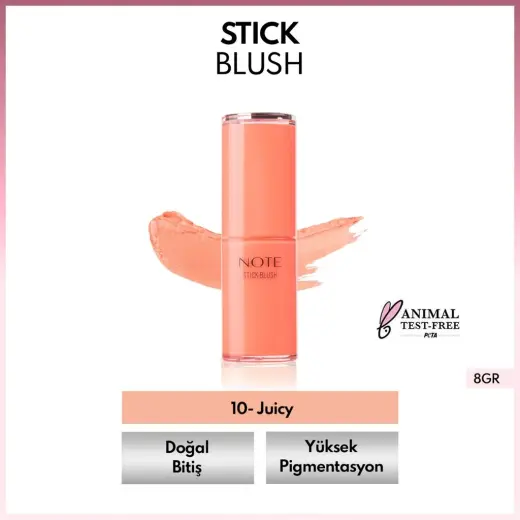 Note Stick Blush Nemlendirici Yumuşak Stick Allık 10 Juicy