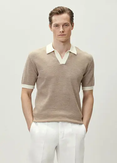 Horton Bej Tailored Fit Yün Polo Triko