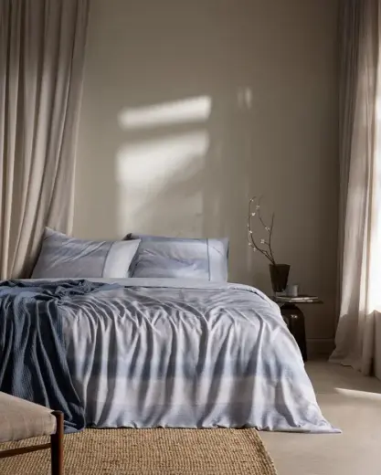 Candide King Size %100 Pamuk Madame Coco Crep Baskılı Çarşaflı Nevresim Takımı - Mavi