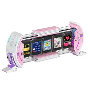 Divoom TimesGate 5 Ekranlı Rgb Işıklı Akıllı Dijital Saat App Kontrollü Bilgi Ekranı Pembe