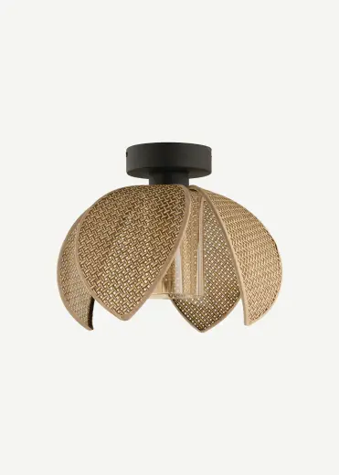 Nerida Plafonyer Rattan Avize Kahverengi (26x20 cm)