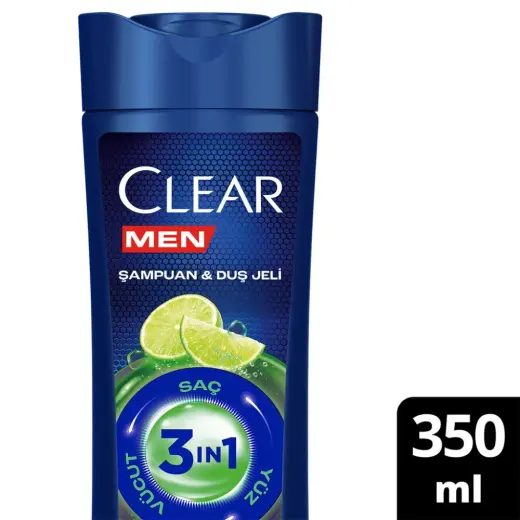Clear Men 3in1 Yağlanma Karşıtı Lime Özü Şampuan & Duş Jeli 350 ml