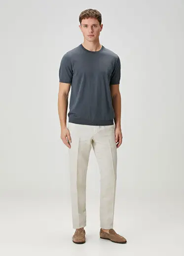 Bej Keten Pantolon