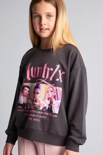 Kpop - Demon Hunters Relaxed Fit Sweatshirt Kız Çocuk