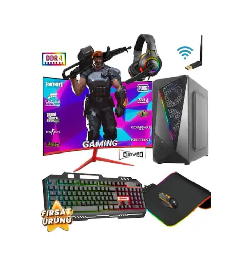 Ramtech PRİZMA R5-5600 16 GB 512 GB SSD 8 GB RX580 23.6" Free Dos Masaüstü Oyuncu Bilgisayarı