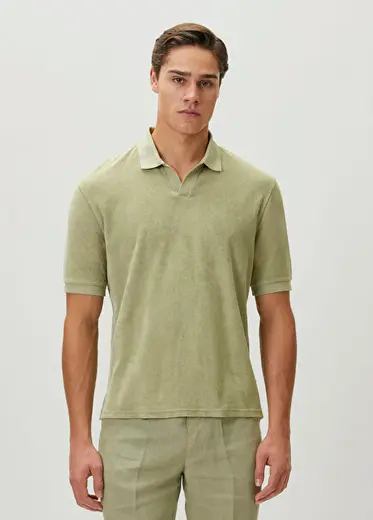 Johnny Açık Haki Polo Yaka Terry T-shirt