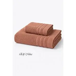 Mira Home 2 Parça Banyo Havlusu Seti Pamuklu Sude 70x140 + 50x85 Cm Kiremit