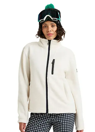 Alabama Full Zip Solid Beyaz Kadın Polar Ceket