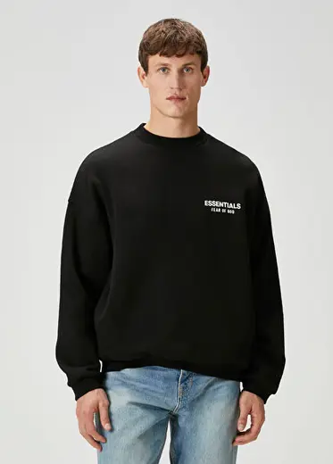 Siyah Logo Baskılı Sweatshirt