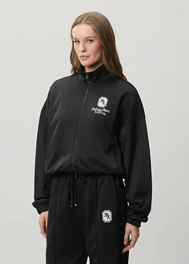 Siyah Fermuarlı Sweatshirt